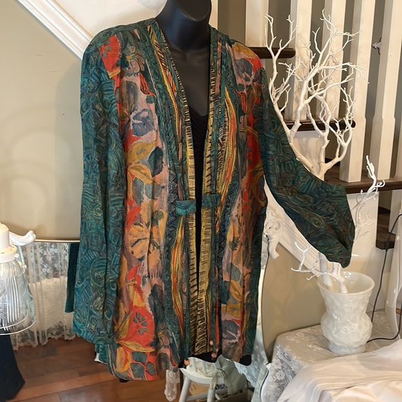 Vintage Bohemian Floral Pattern Print Kimono Jacket Cardigan - Picture 3 of 10